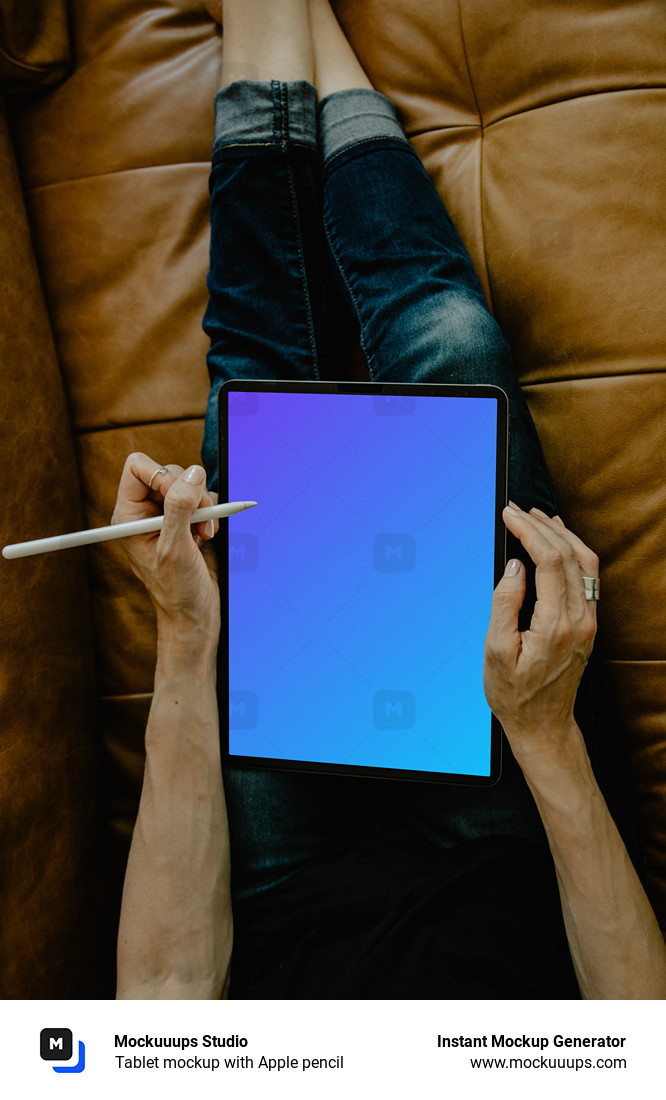 Tablet mockup with Apple pencil