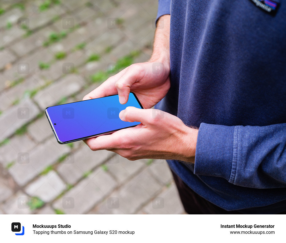 Tapping thumbs on Samsung Galaxy S20 mockup