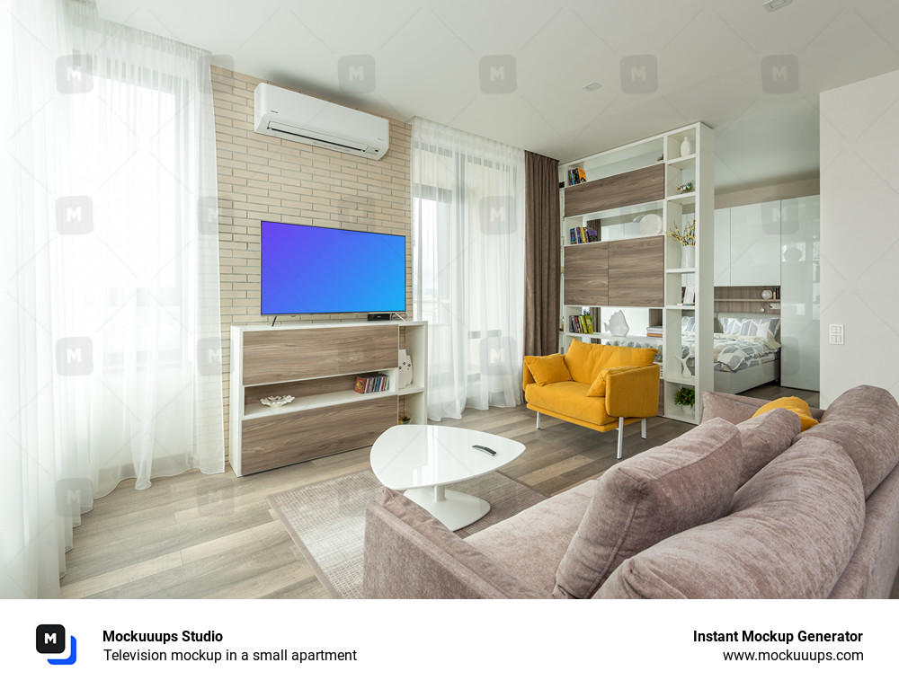 Television mockup in a small apartment