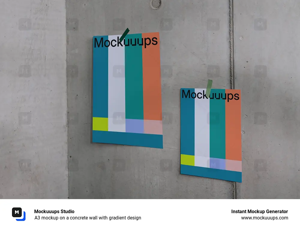 A3 mockup on a concrete wall with gradient design