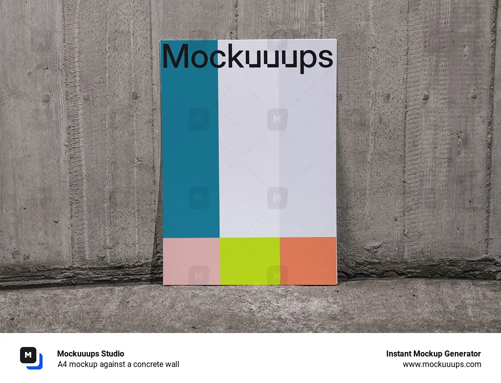 A4 mockup against a concrete wall