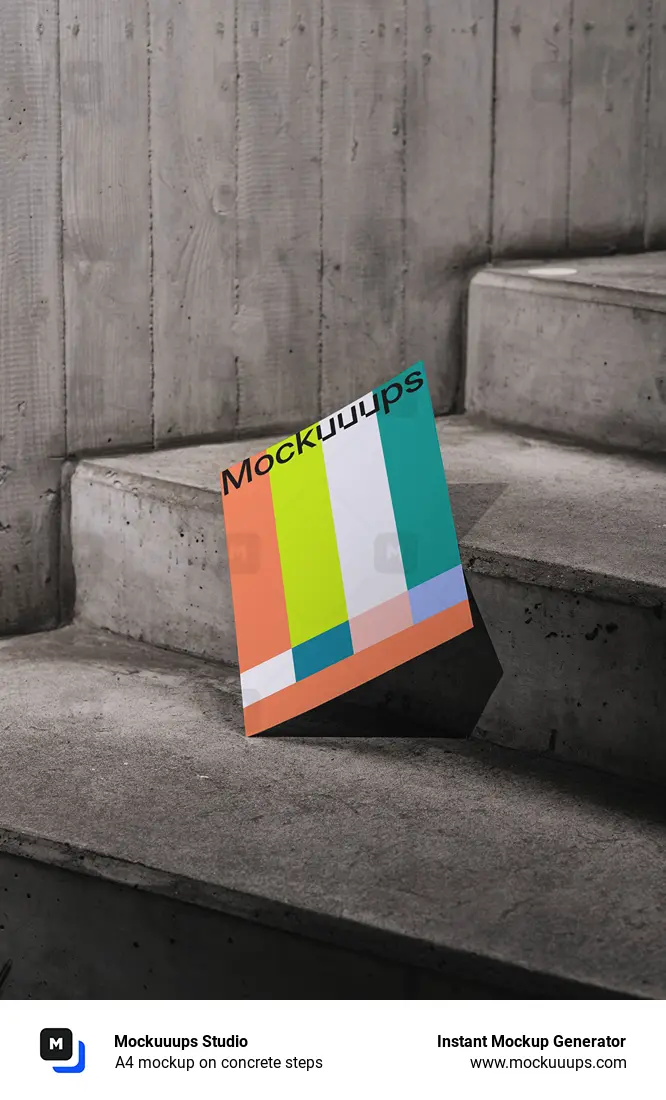A4 mockup on concrete steps