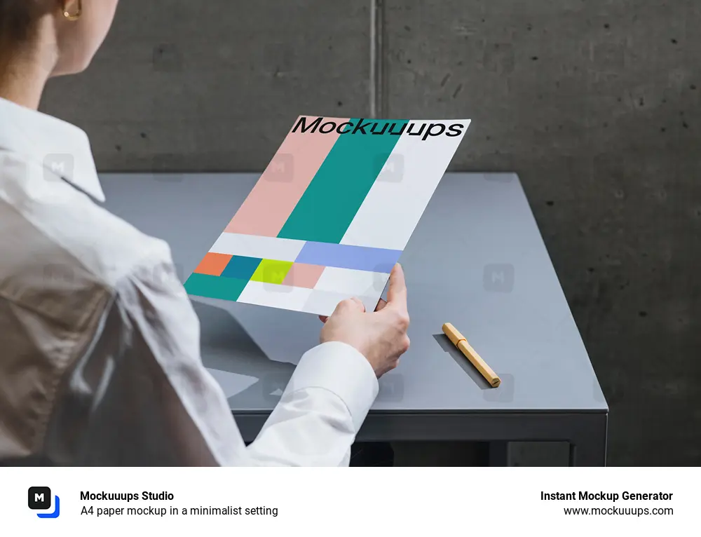 A4 paper mockup in a minimalist setting