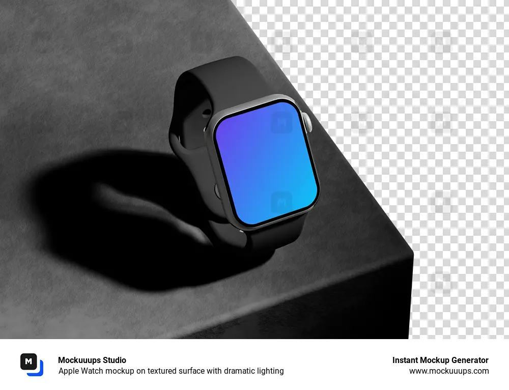 Apple Watch mockup on textured surface with dramatic lighting