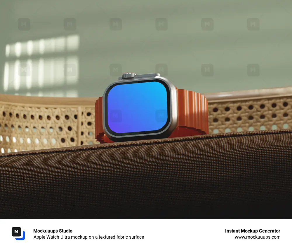 Apple Watch Ultra mockup on a textured fabric surface