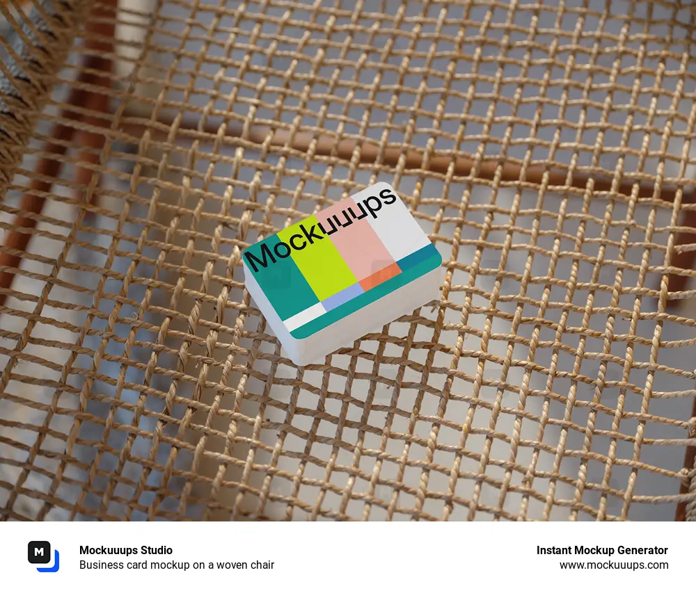 Business card mockup on a woven chair