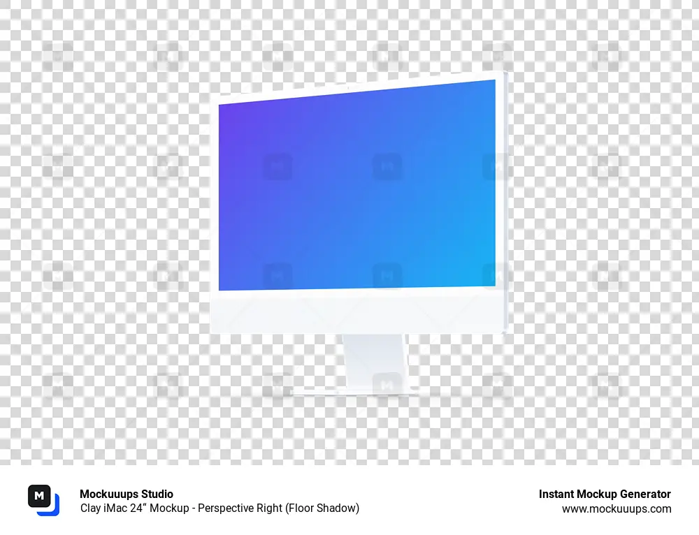 Clay iMac 24“ Mockup - Perspective Right (Floor Shadow)