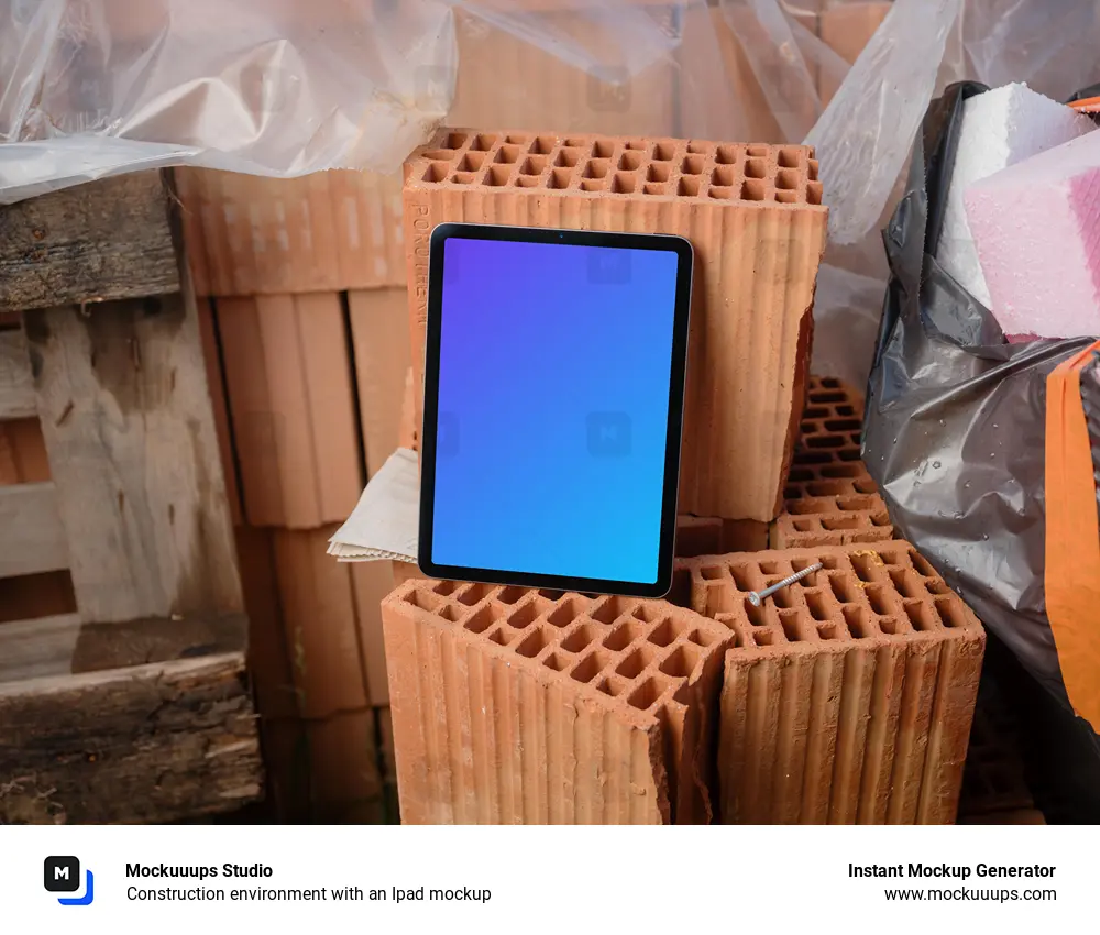 Construction environment with an Ipad mockup