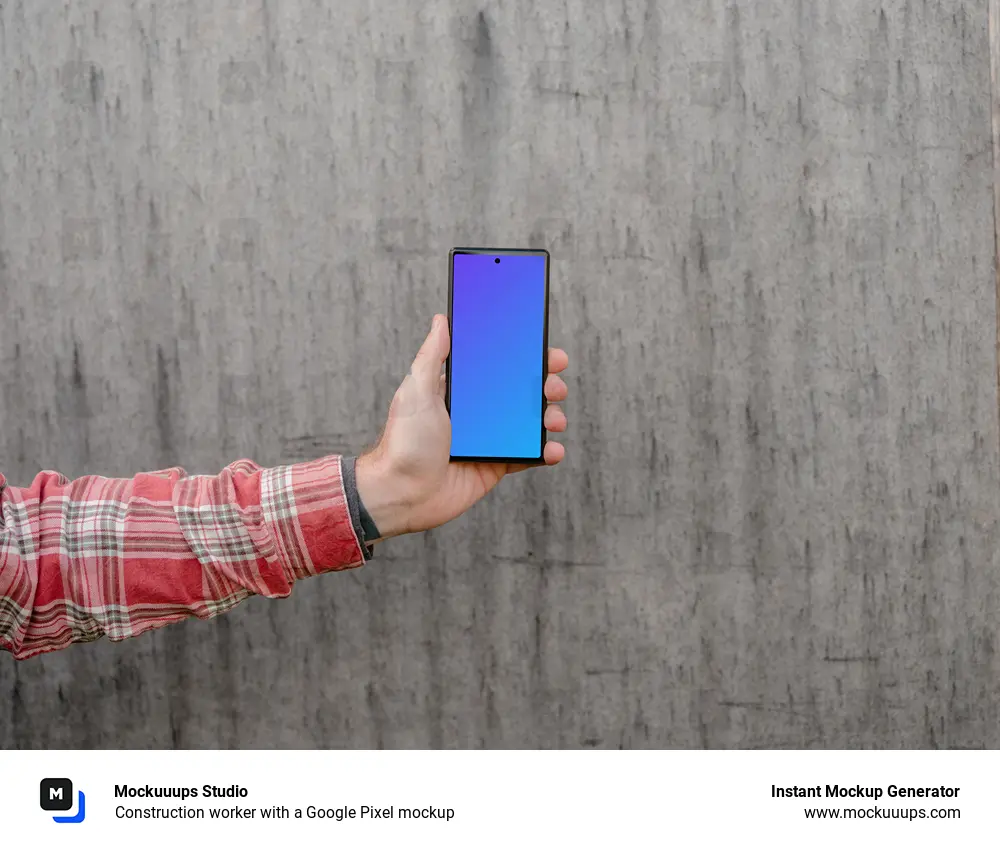 Construction worker with a Google Pixel mockup