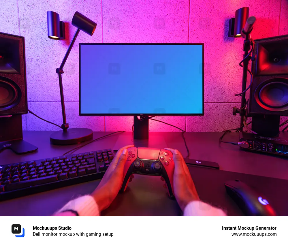 Dell monitor mockup with gaming setup