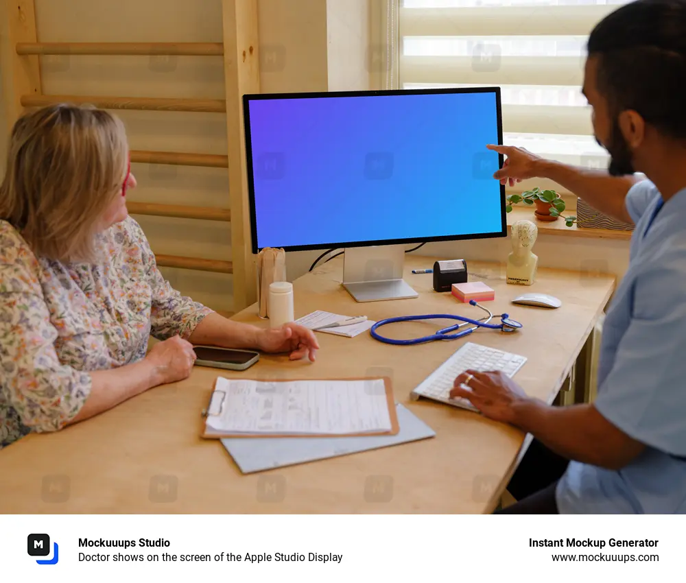 Doctor shows on the screen of the Apple Studio Display