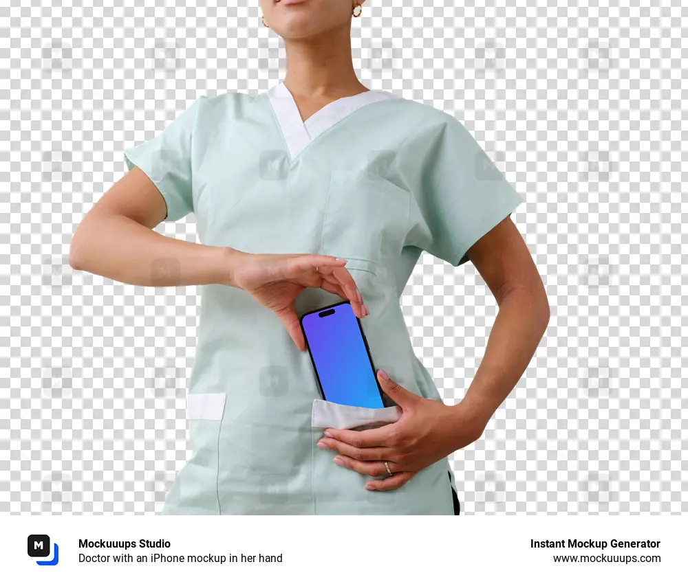 Doctor with an iPhone mockup in her hand