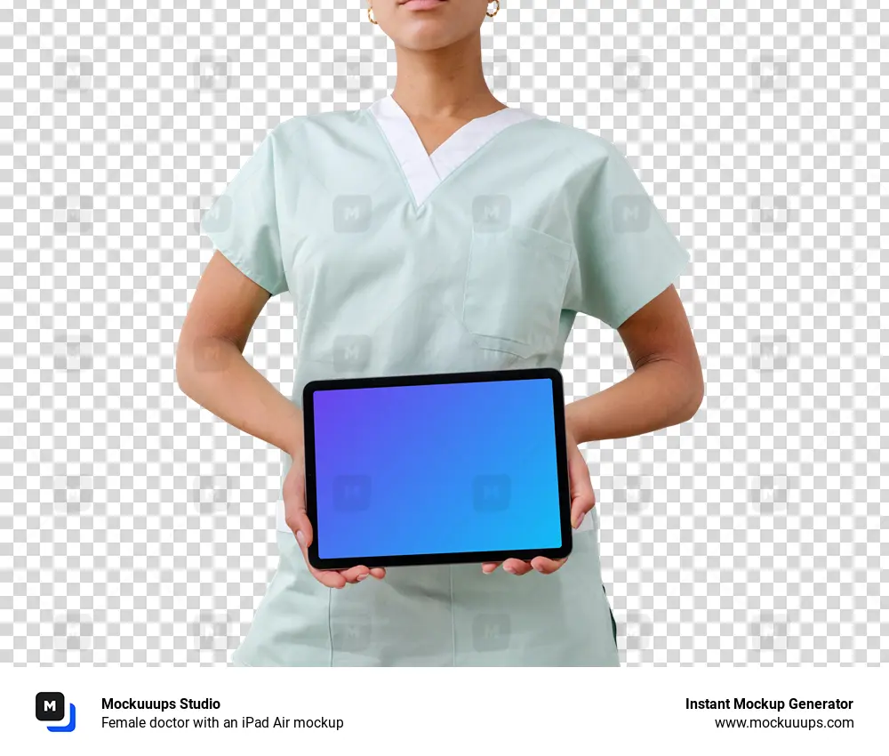 Female doctor with an iPad Air mockup