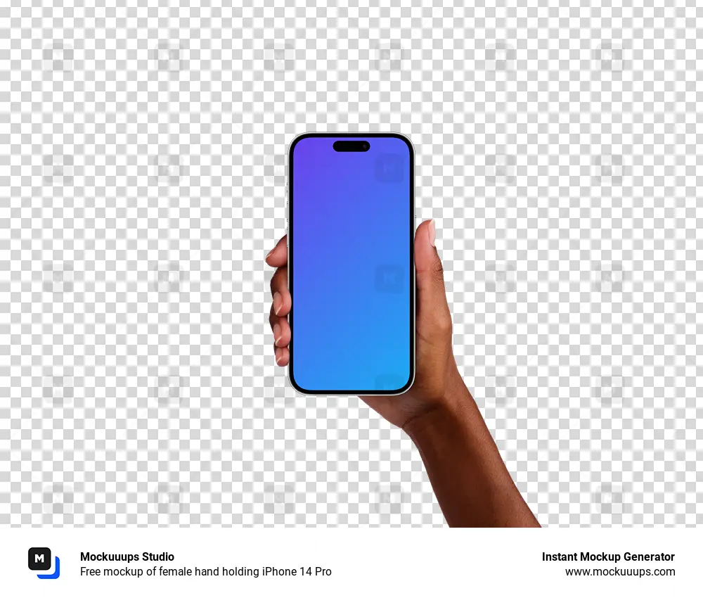 Free mockup of female hand holding iPhone 14 Pro