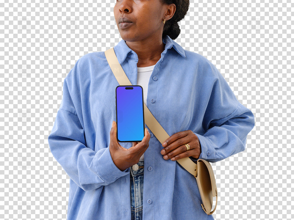 Woman holding iPhone Mockup