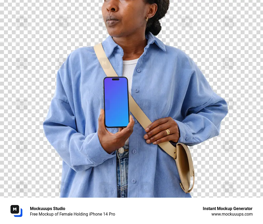 Free Mockup of Female Holding iPhone 14 Pro 
