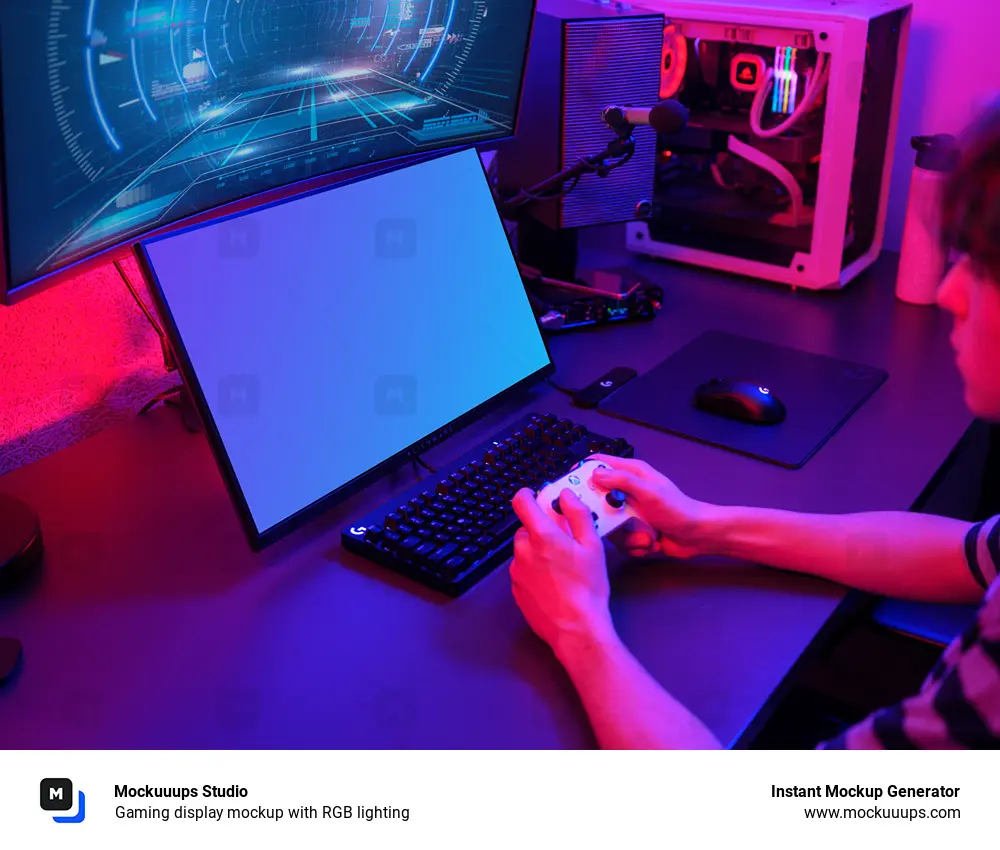 Gaming display mockup with RGB lighting