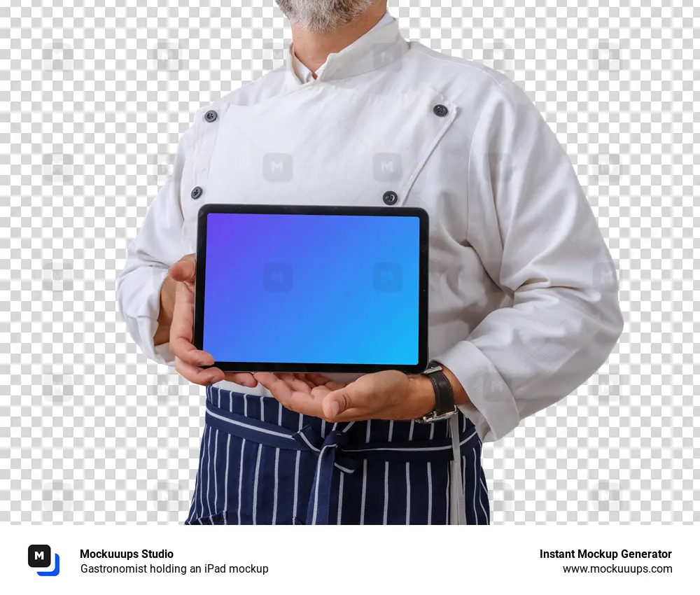 Gastronomist holding an iPad mockup