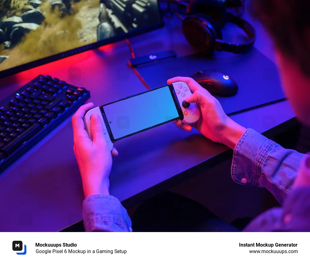 Google Pixel 6 Mockup in a Gaming Setup