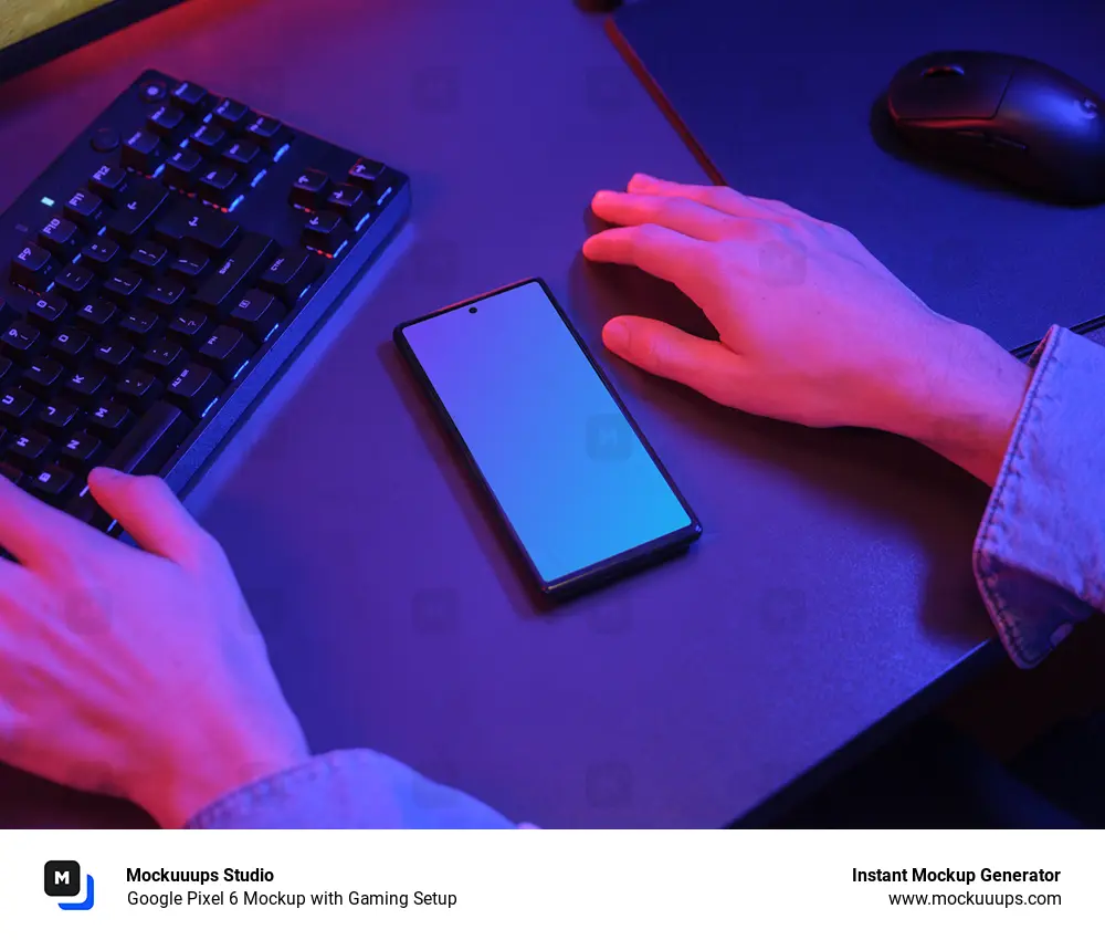 Google Pixel 6 Mockup with Gaming Setup