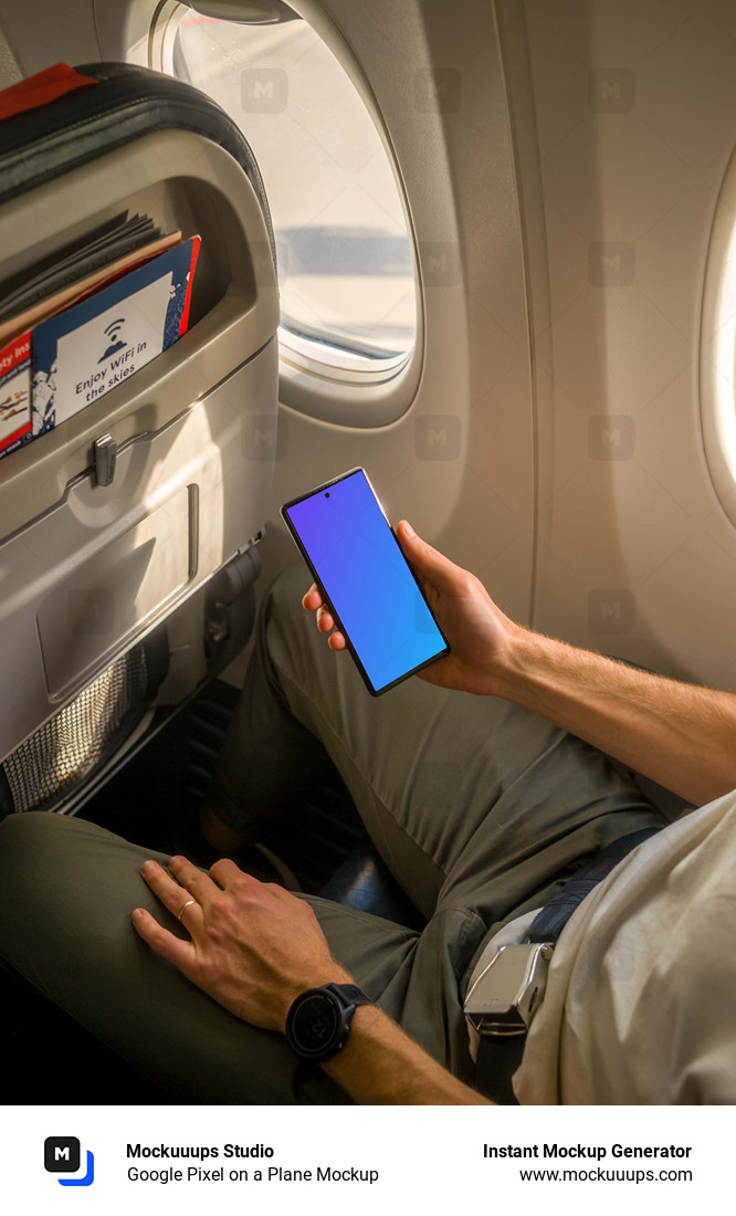 Google Pixel on a Plane Mockup