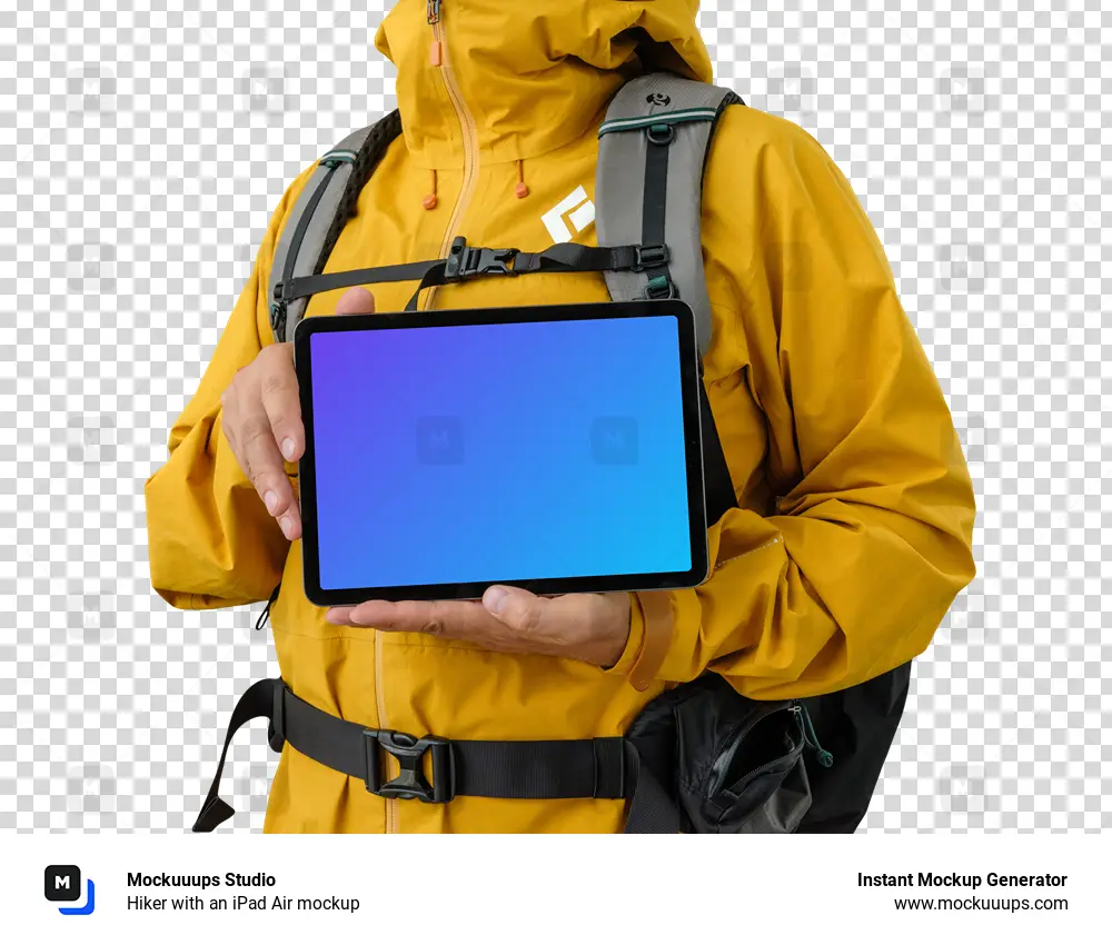 Hiker with an iPad Air mockup