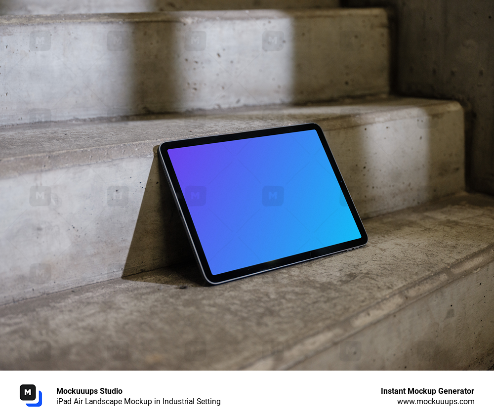 iPad Air Landscape Mockup in Industrial Setting