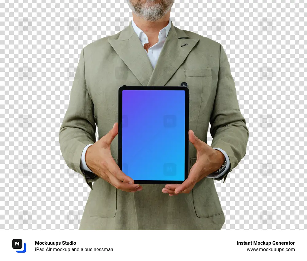 iPad Air mockup and a businessman