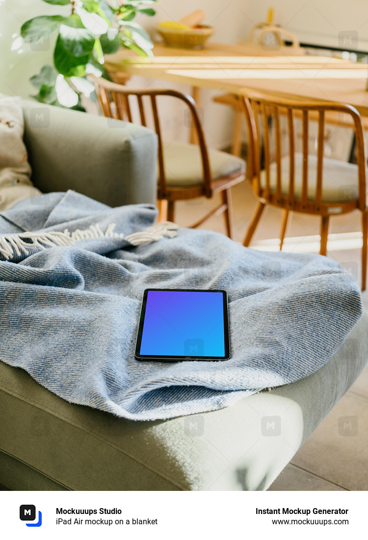 iPad Air mockup on a blanket 