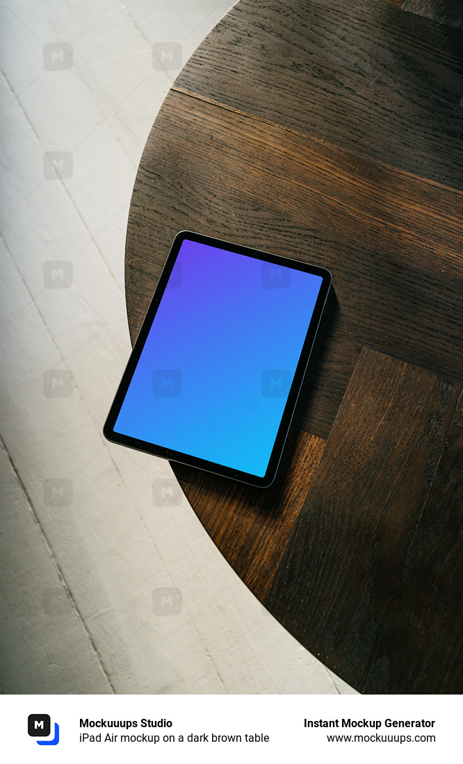 iPad Air mockup on a dark brown table
