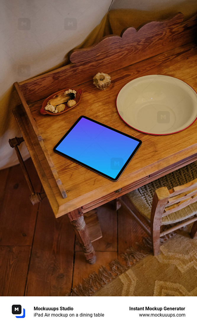 iPad Air mockup on a dining table