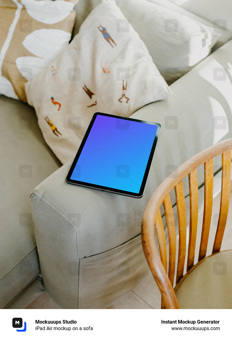 iPad Air mockup on a sofa