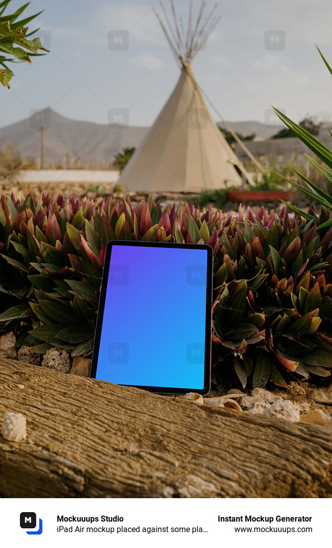 iPad Air mockup placed against some plants