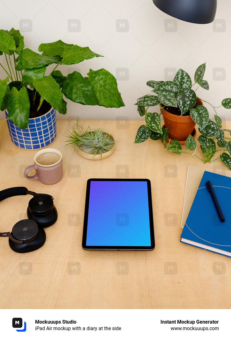  iPad Air mockup with a diary at the side