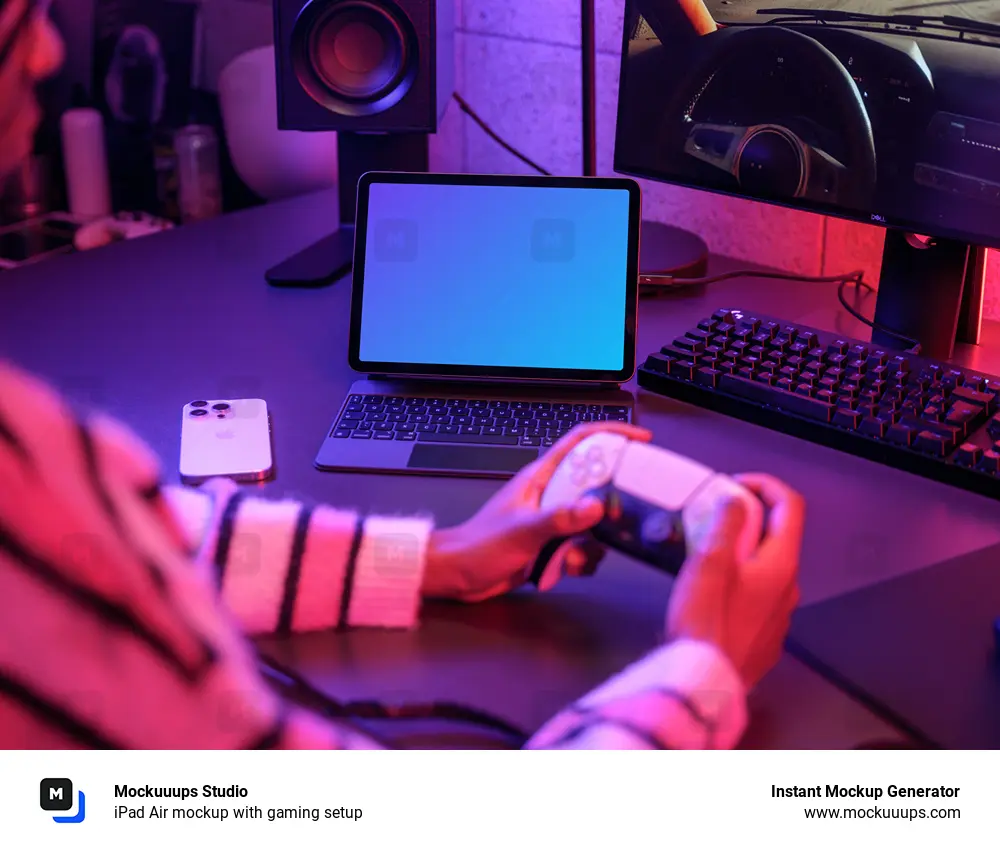 iPad Air mockup with gaming setup