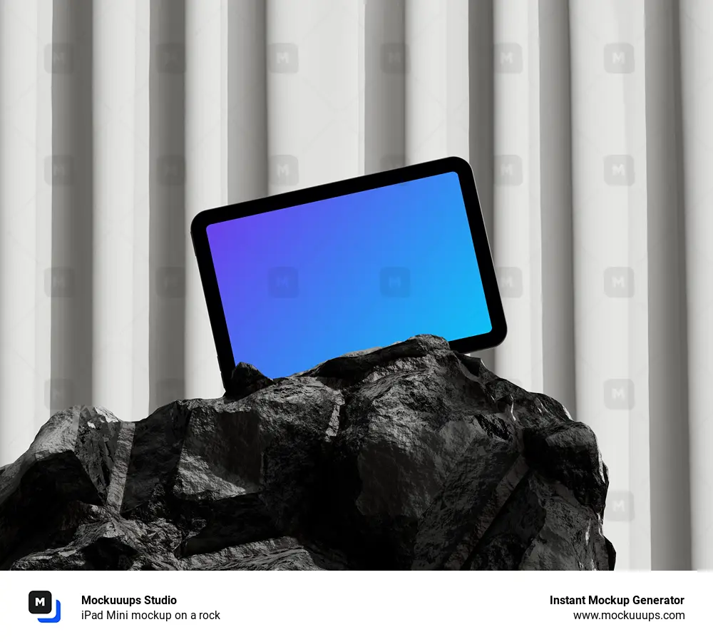 iPad Mini mockup on a rock