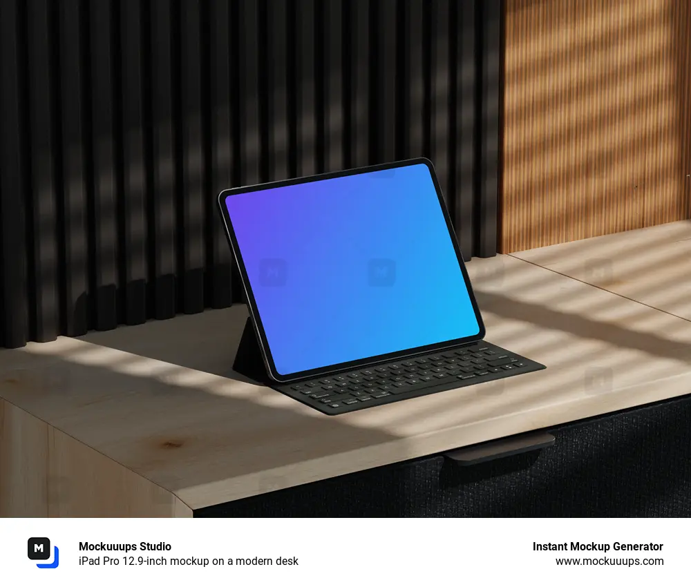 iPad Pro 12.9-inch mockup on a modern desk