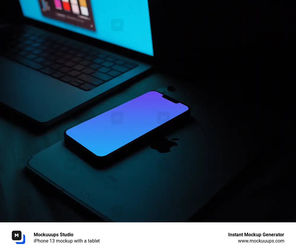 iPhone 13 mockup with a tablet