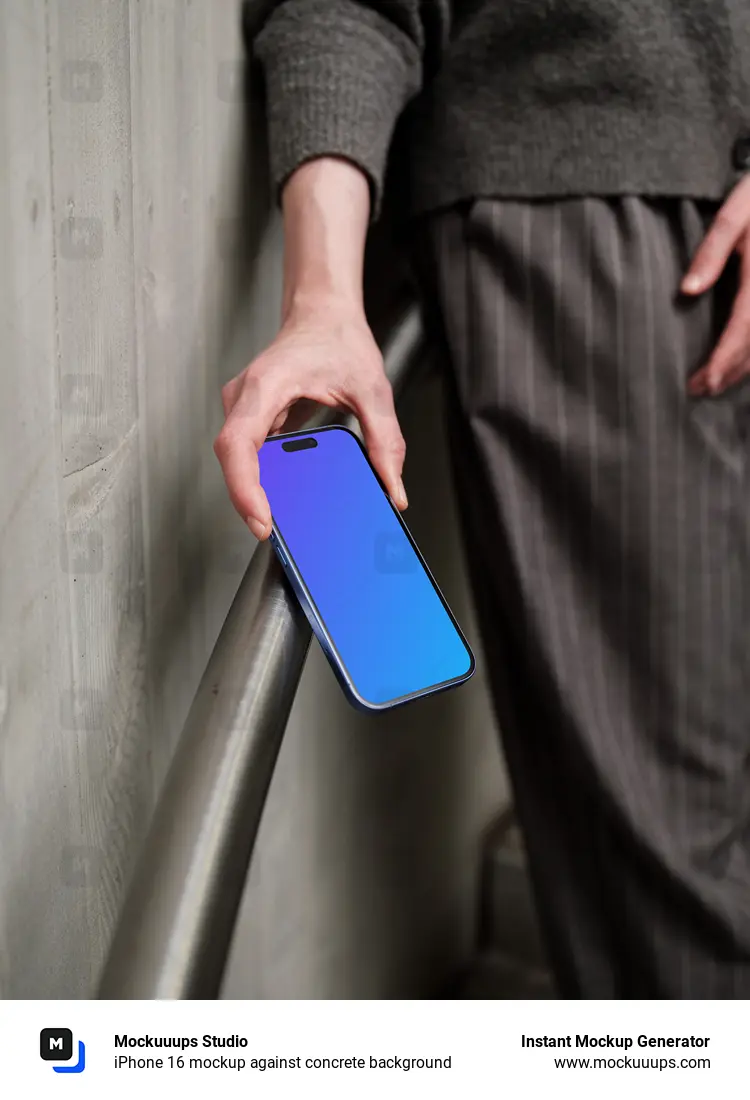 iPhone 16 mockup against concrete background