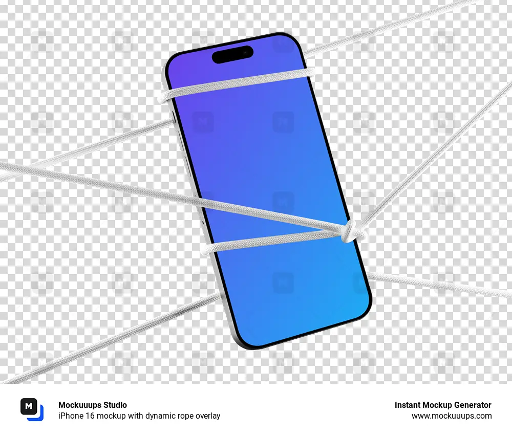 iPhone 16 mockup with dynamic rope overlay