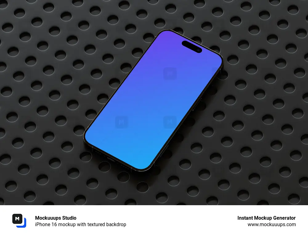 iPhone 16 mockup with textured backdrop