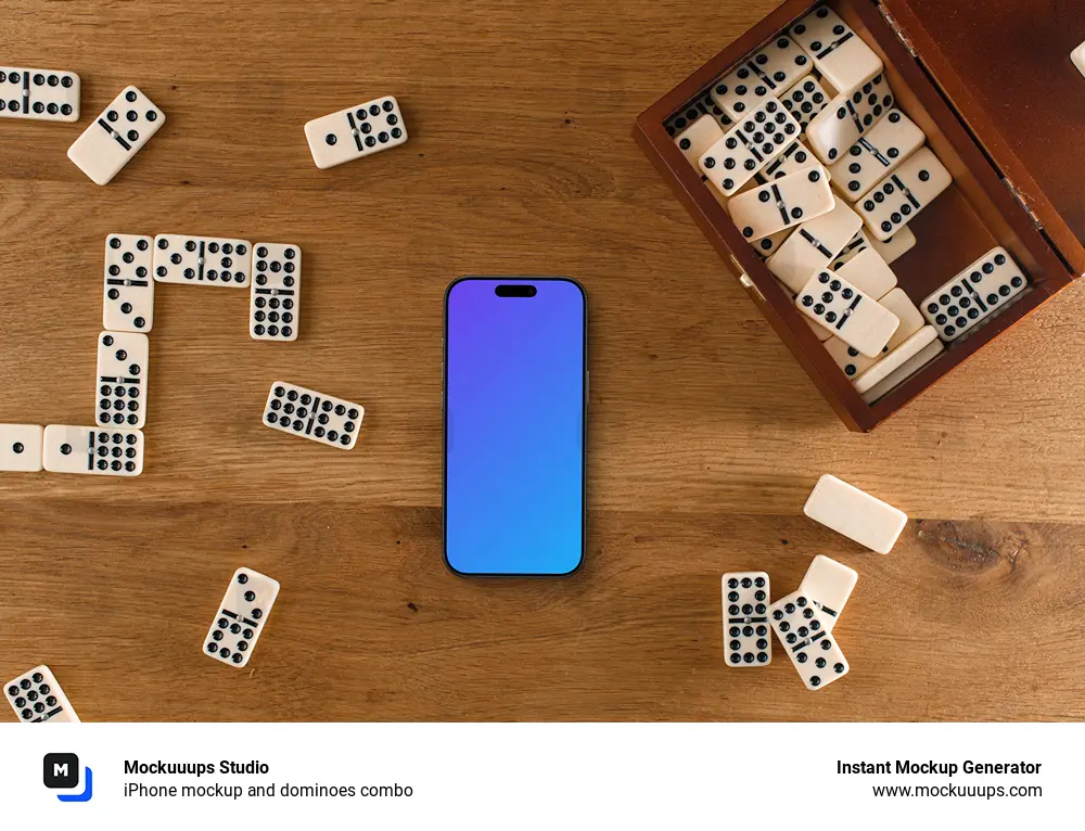 iPhone mockup and dominoes combo