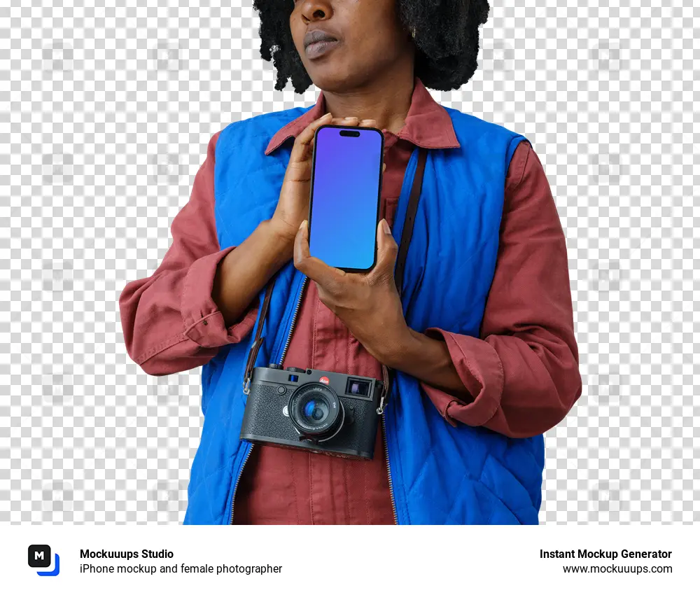 iPhone mockup and female photographer