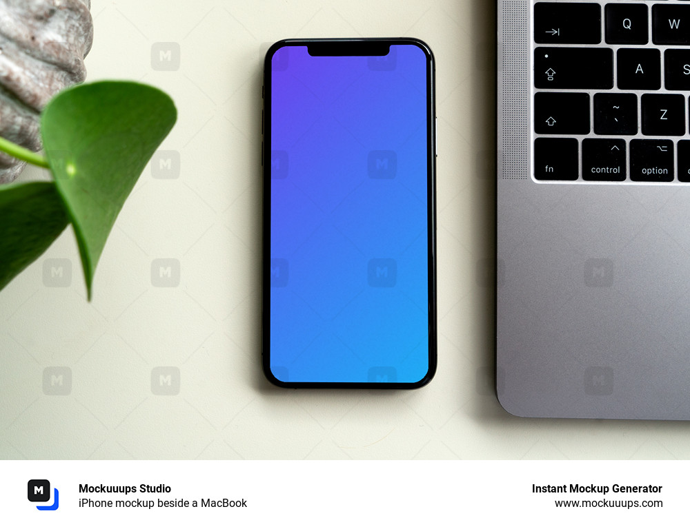 iPhone mockup beside a MacBook