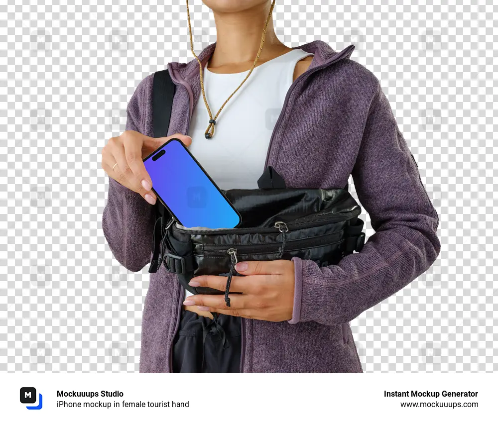 iPhone mockup in female tourist hand