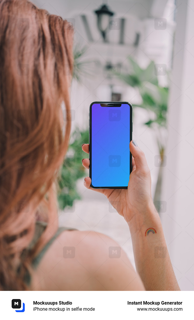 iPhone mockup in selfie mode 