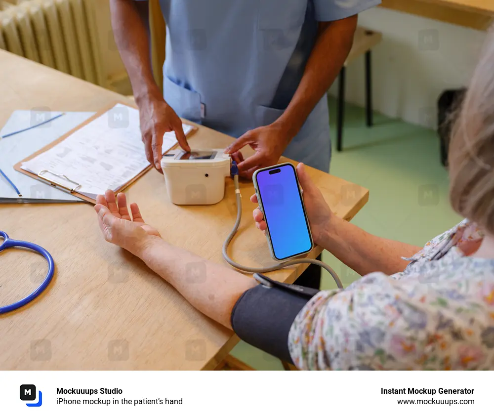 iPhone mockup in the patient’s hand