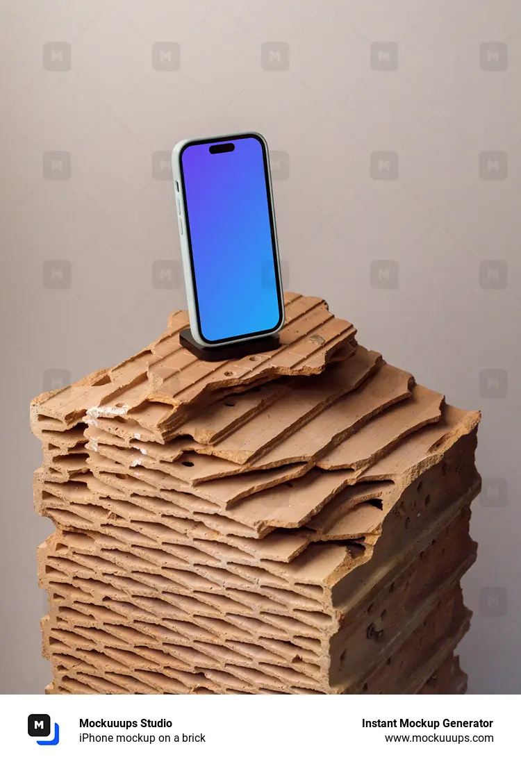 iPhone mockup on a brick