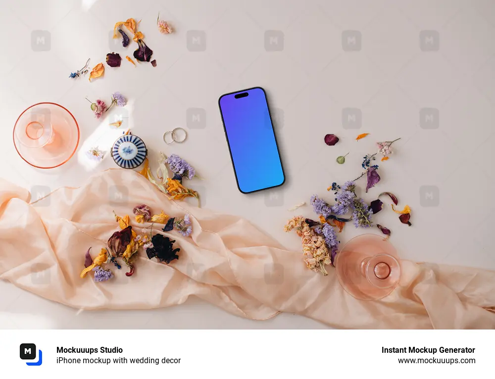 iPhone mockup with wedding decor