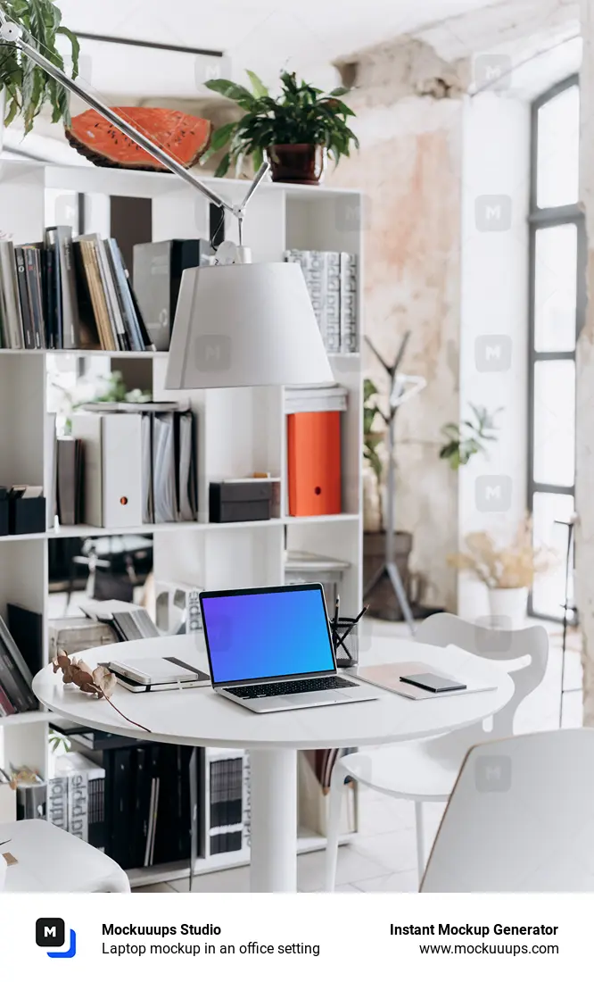 Laptop mockup in an office setting